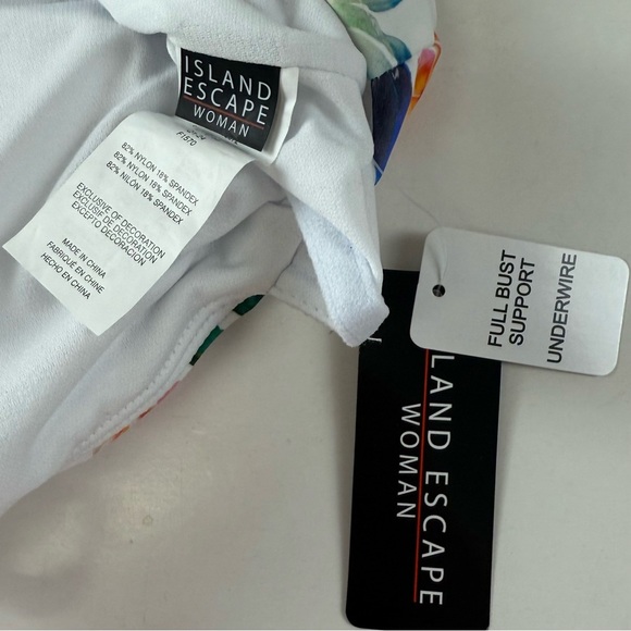 Island Escape Tankini Swimsuit Top 24W White Tropical Floral Full Bust Support - Picture 6 of 9